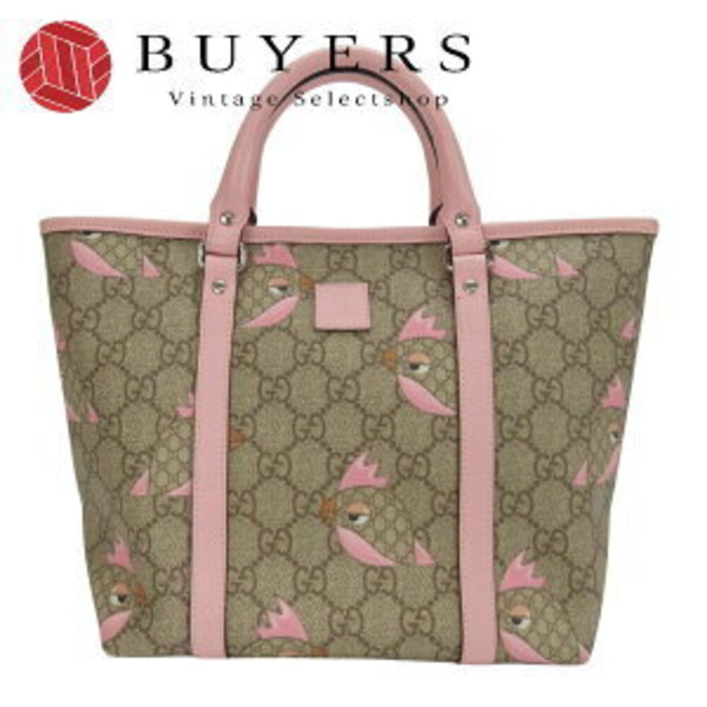 Gucci Handbag Papagallo Motif GG Supreme Leather Beige Pink Brown